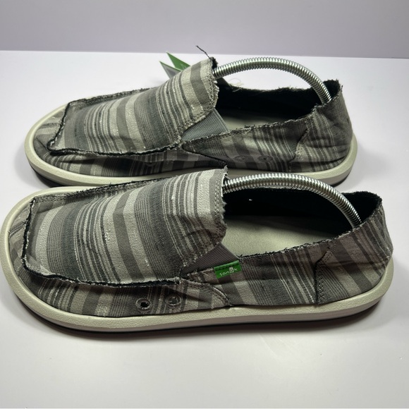 NEW Sanuk Donny Slip On Sandals Men’s 12 Grey Striped - Picture 3 of 13